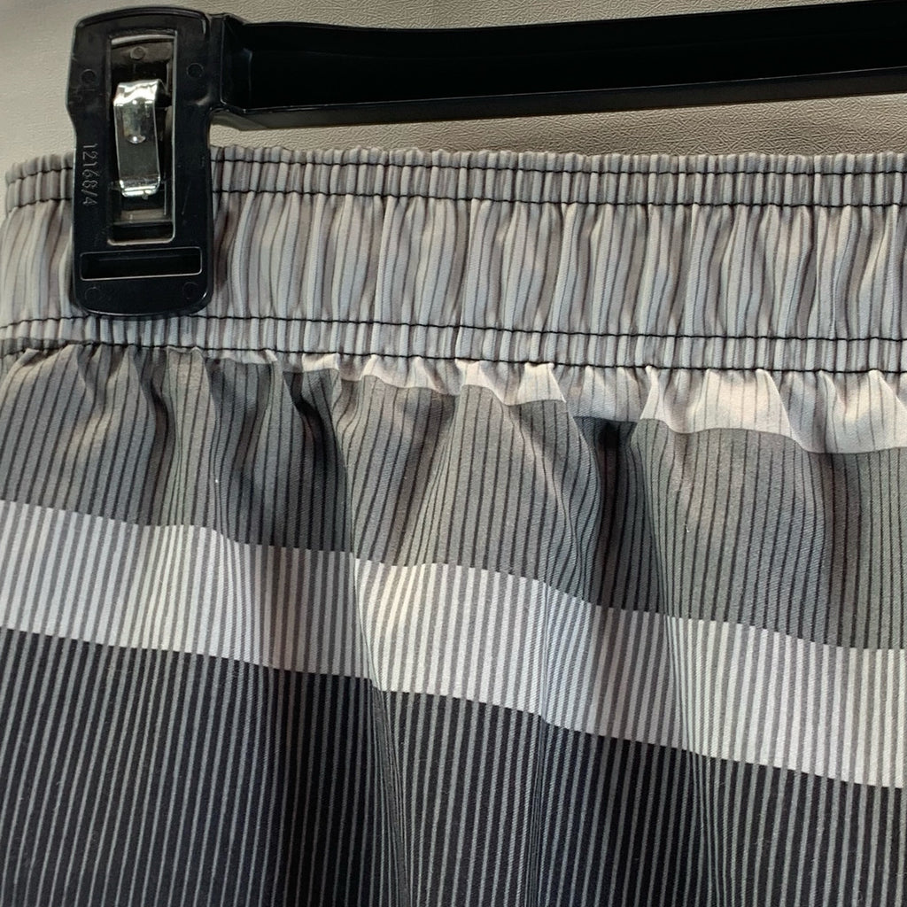 NIKE Men's Gray Striped Drawstring Mesh Brief-Lined Pull-On Swim Shorts SZ XL