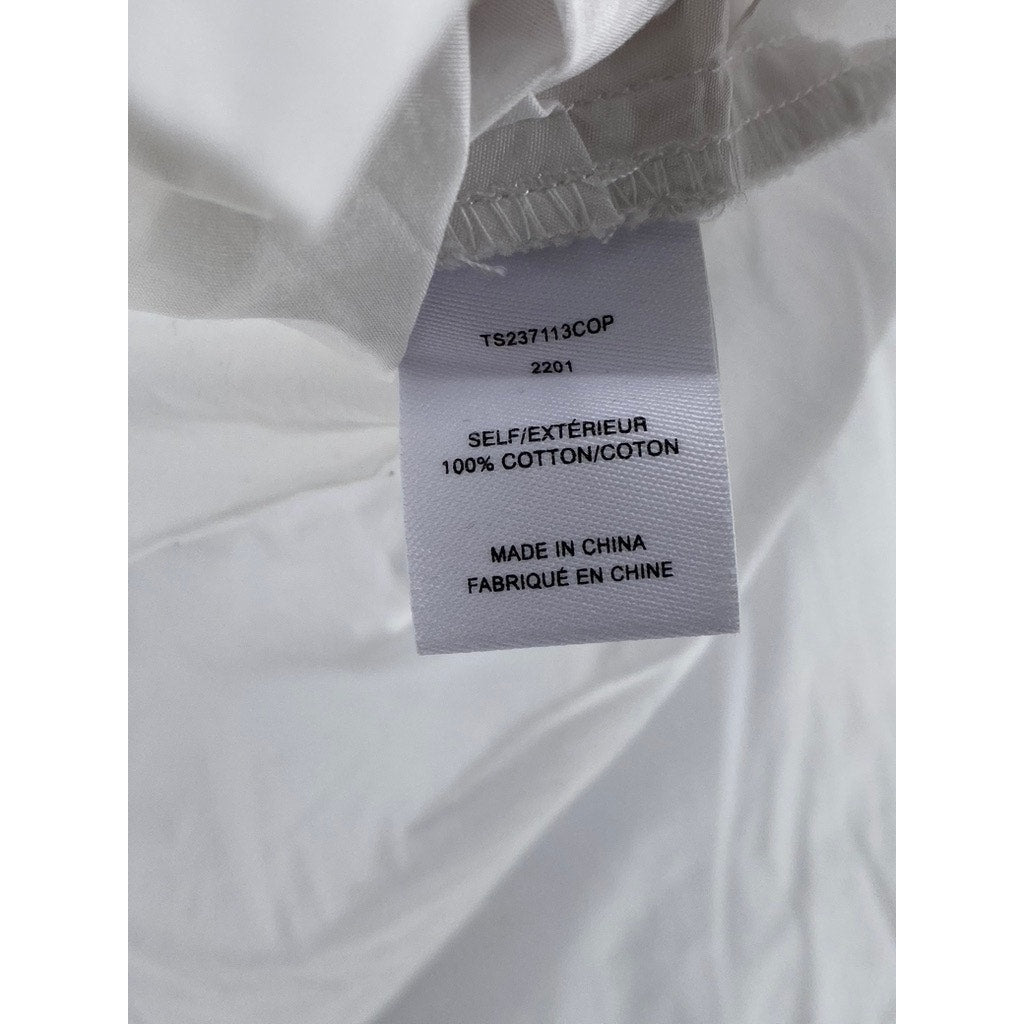 DEREK LAM 10 CROSBY Women’s White Ivy Shoulder Pad Sleeveless Button-Up Top SZ 6