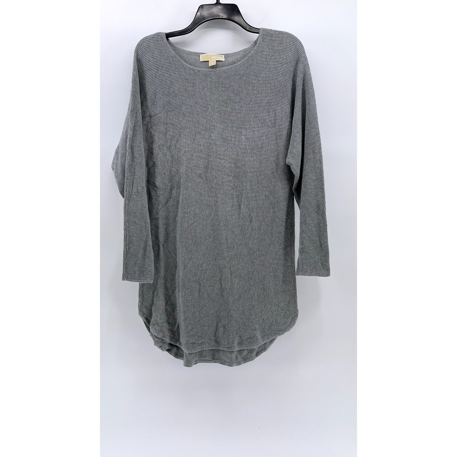 MICHAEL MICHAEL KORS Women’s Light Gray Scoop-Neck Long Sleeve Tunic Sweater SZM