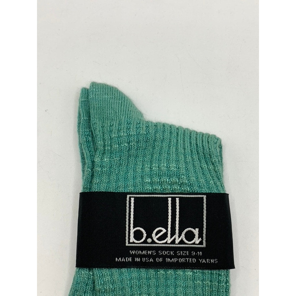 B.ELLA Women's Teal Ribbed Mary Crew Socks SZ OS