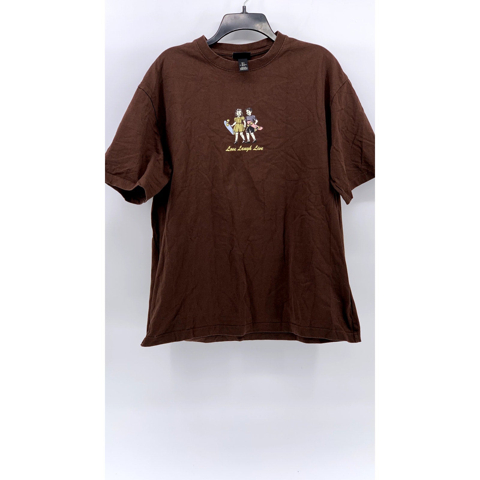 H&M Men's Brown Live Laugh Love Graphic T-Shirt SZ L