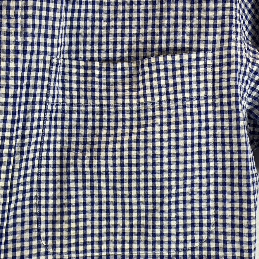 LANDS' END Men's Blue Gingham Regular-Fit Button-Up Shirt SZ S 14/14.5