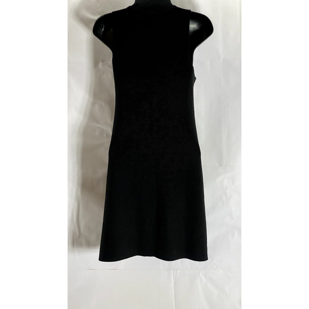 MANGO Women's Black Knit Mock-Neck Sleeveless Pullover Mini Dress SZ S