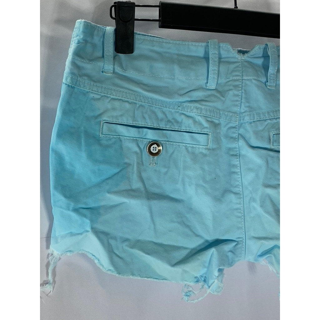 GAP Women's Light Blue Raw-Hem Regular-Fit Shorts SZ 0