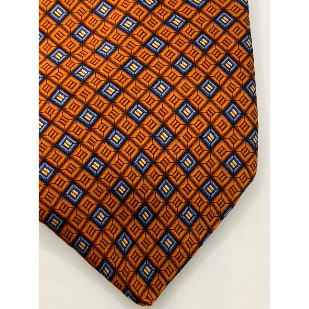 NAUTICA Men's Orange-Blue Printed Silk Tie SZ OS