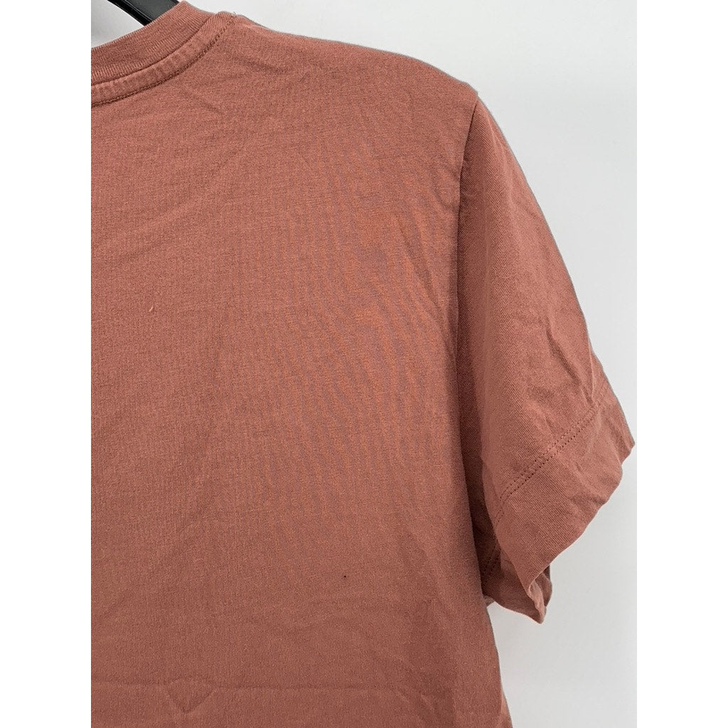 WILFRED FREE Women's Rust Solid Crewneck Short Sleeve Cropped Top SZ L
