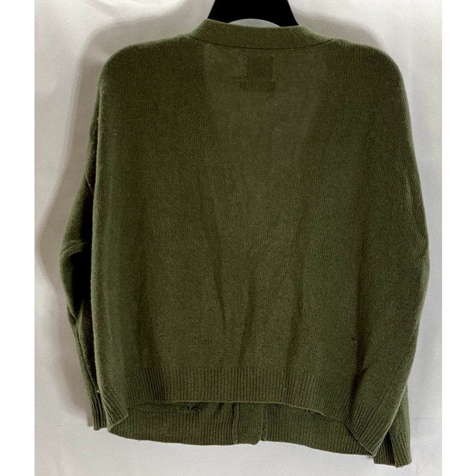 COEN Enjoy Easy Chic Women's Army Green Three-Button Lambswool Cardigan SZ OS