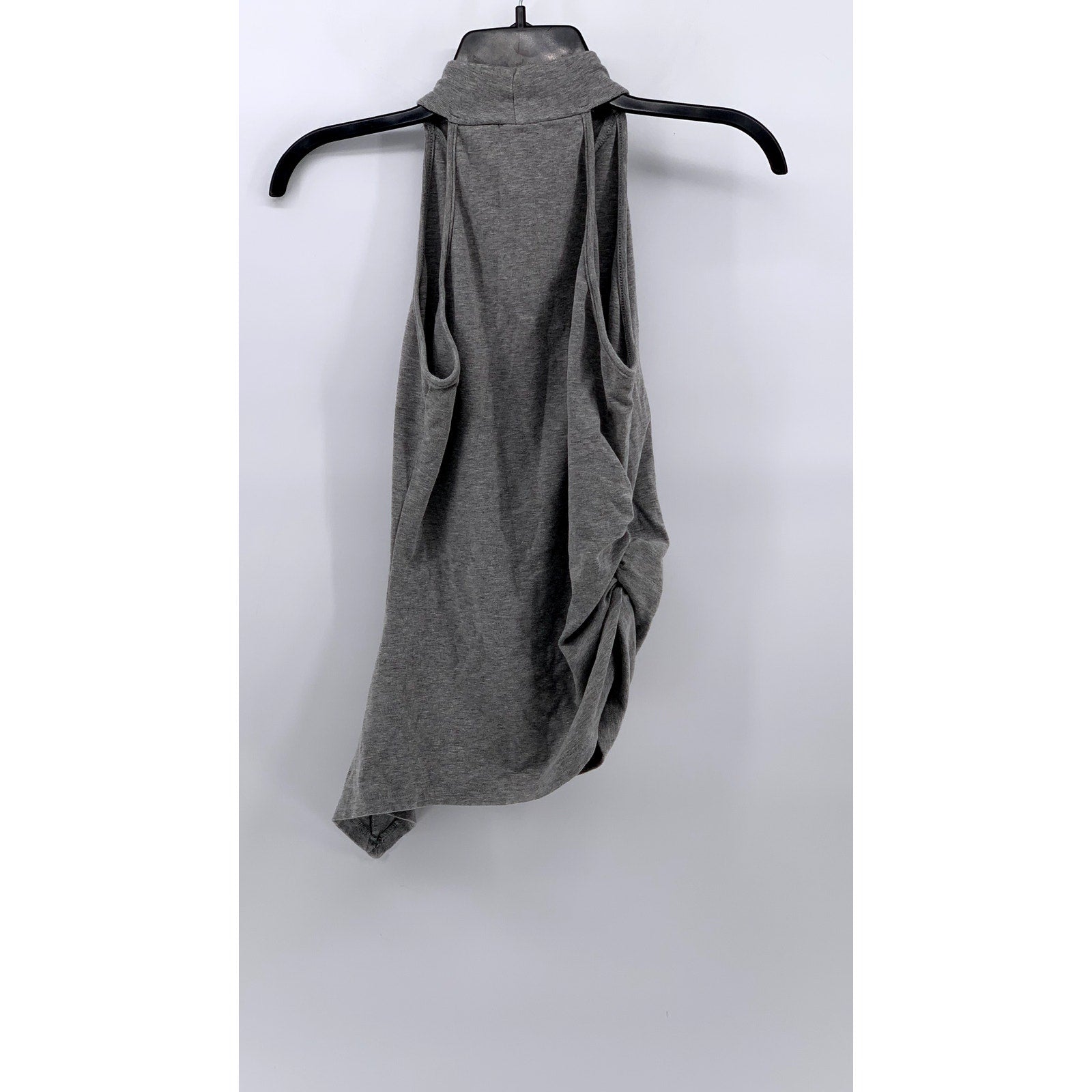 UNBRANDED Women's Light Gray Scrunched Mock-Neck Sleeveless Asymmetrical Top SZL