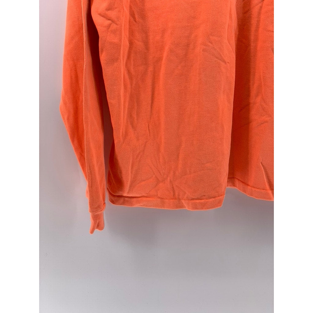 LOS ANGELES APPAREL Men’s Neon Orange Solid Crewneck Long Sleeve T-Shirt SZ M