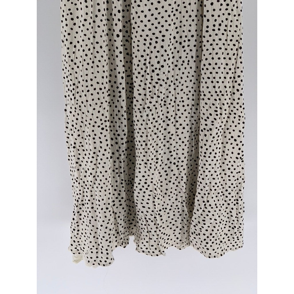 URBAN Women's White-Black Devin Polka Dot Tie-Front Midi Dress SZ 6