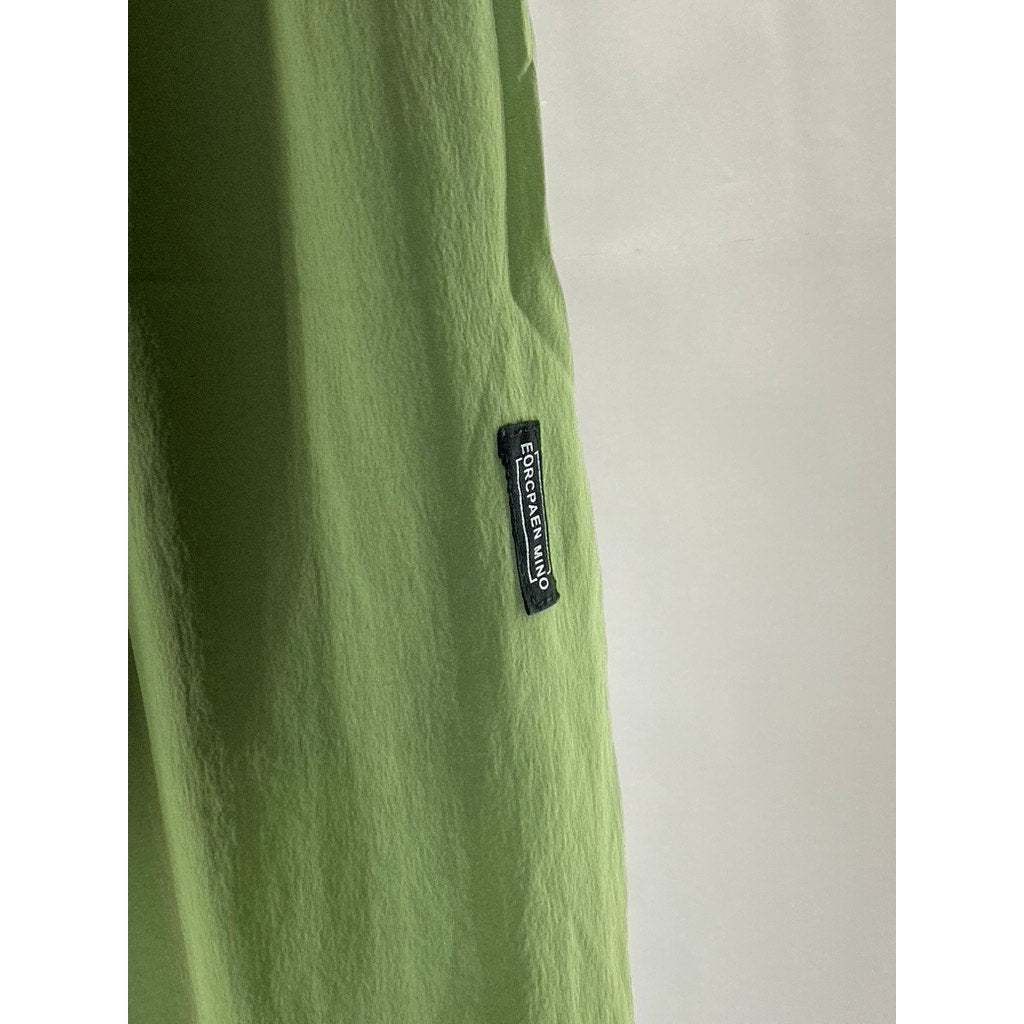 EORCPAEN MINO Women's Green Elastic-Drawstring Waist Straight-Leg Pants SZ 6XL