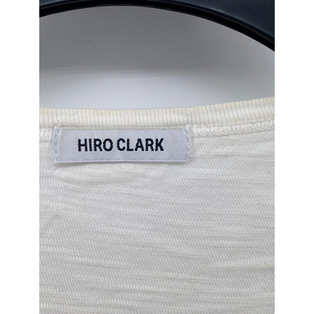 HIRO CLARK Men's White-Black Graphic Crewneck Short Sleeve Casual T-Shirt SZ M