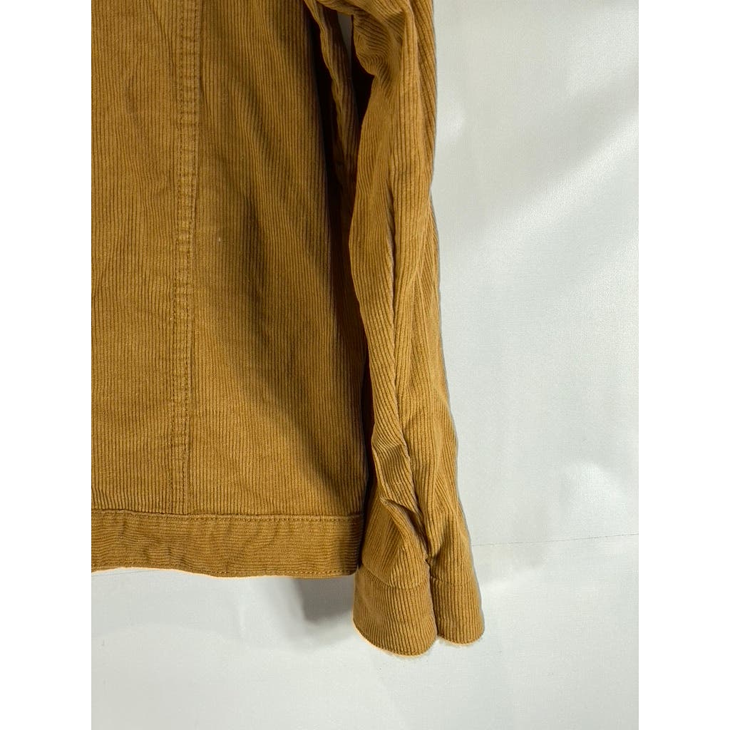 BOOHOOMAN Men's Tan Corduroy Regular-Fit Button-Up Borg Collar Jacket SZ XL