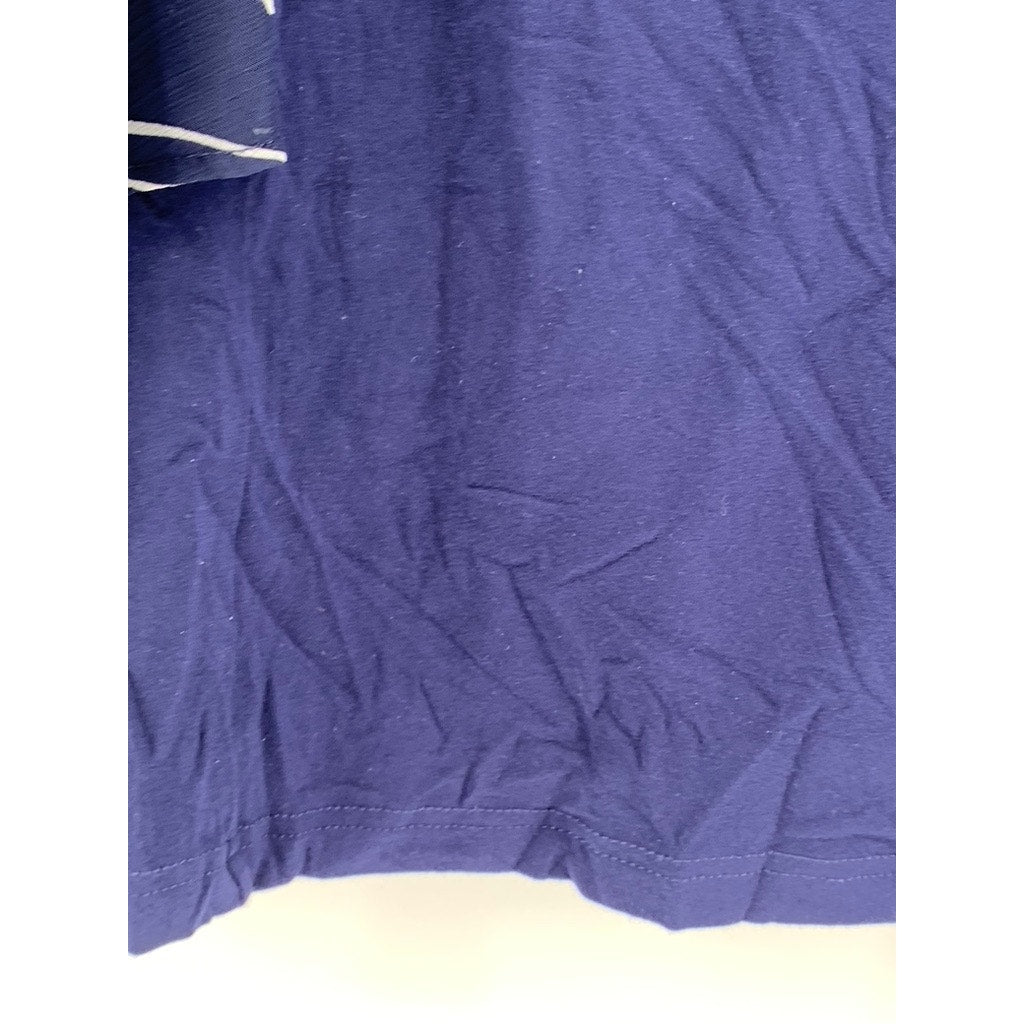 BELLE BY KIM GRAVEL Women's Dark Blue Print Drama Sleeve Top SZ M