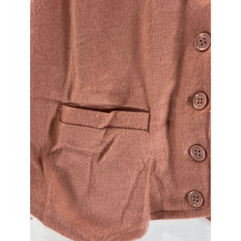 HELEN SUE Women's Rust Vintage Five-Button Sleeveless Vest SZ M