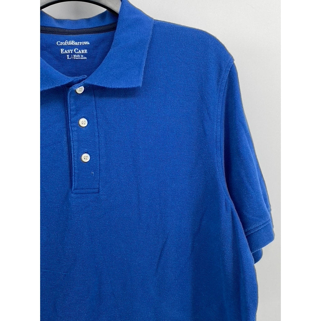 CROFT & BARROW Men's Blue Easy Care Short Sleeve Polo SZ L