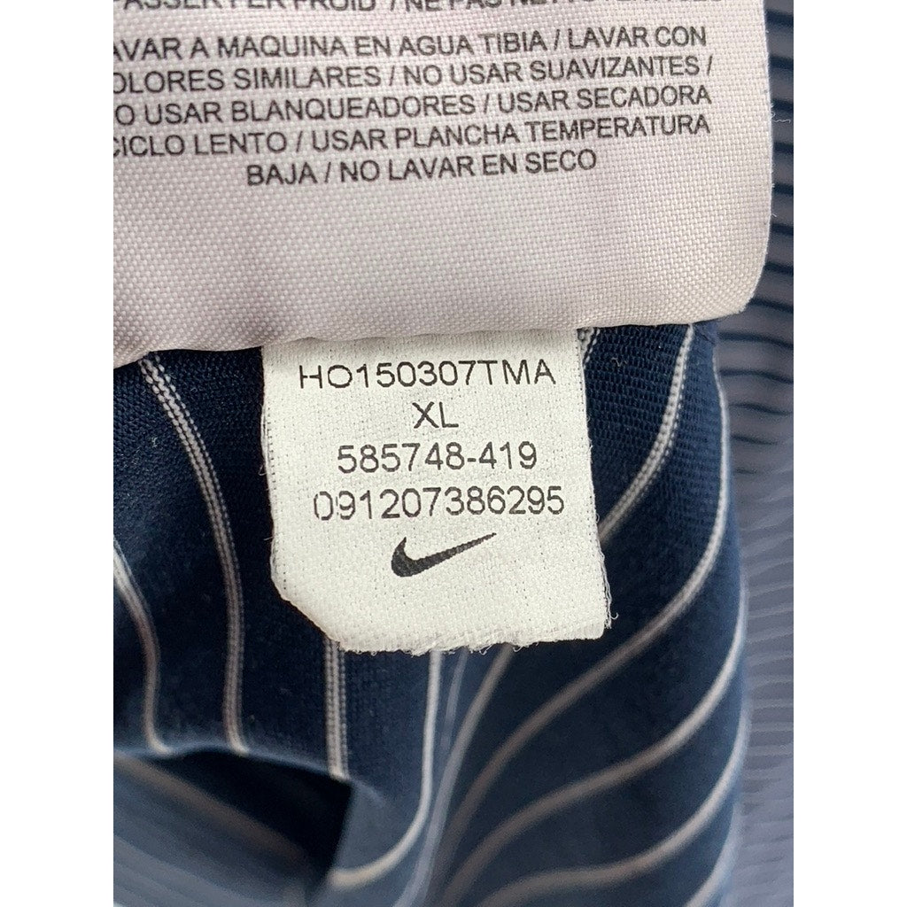NIKE GOLF Men's Navy-White Striped Polo SZ XL