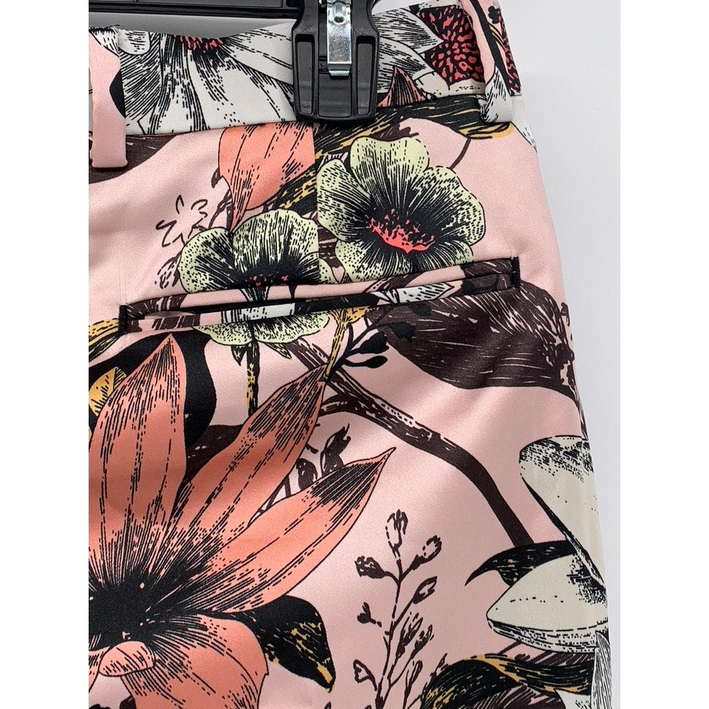 ASOS Men's Peach-White Floral Print Sateen Skinny-Leg Tuxedo Pants SZ 30