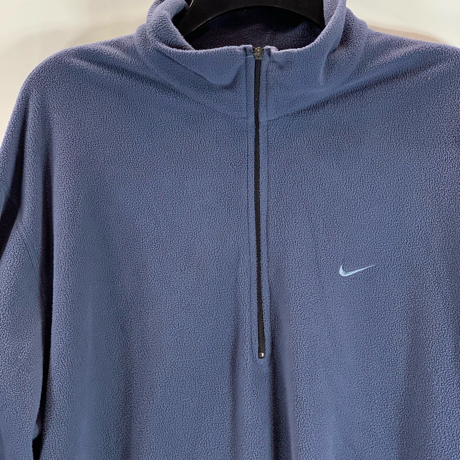 NIKE Men's Navy Therma-Fit Stand Collar Half-Up Fleece Pullover Sweater SZ L