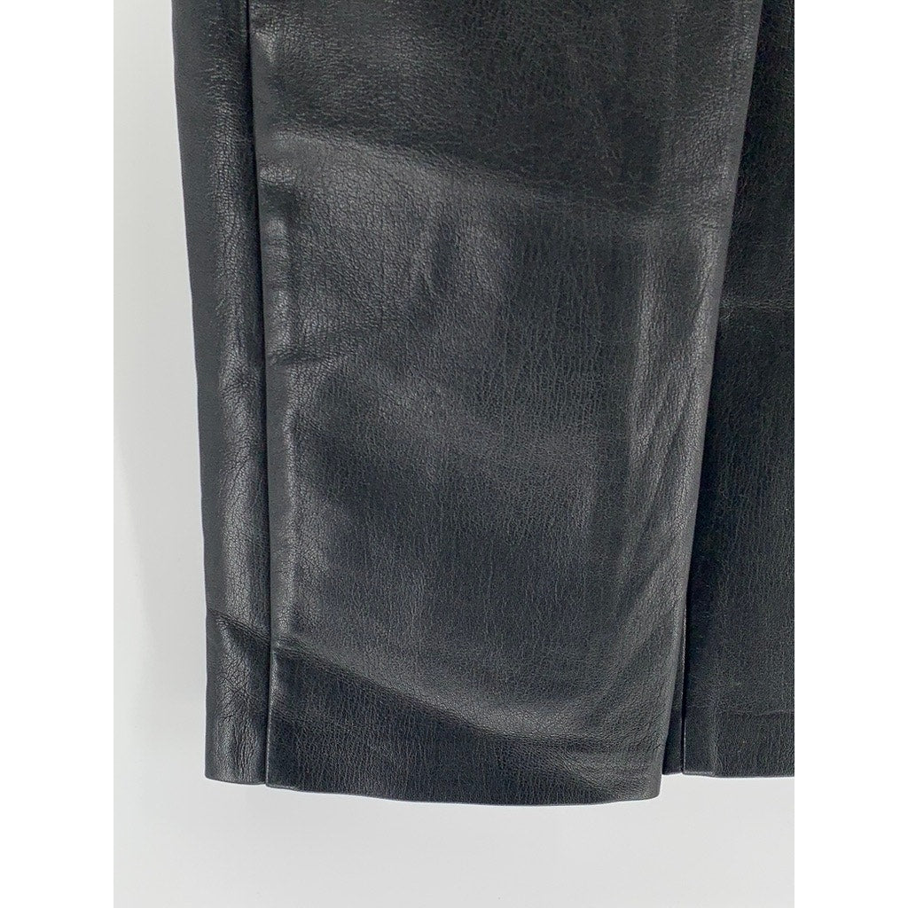 WILFRED FREE Women's Black Faux Leather Five-Pocket Straight-Leg Pant SZ 2