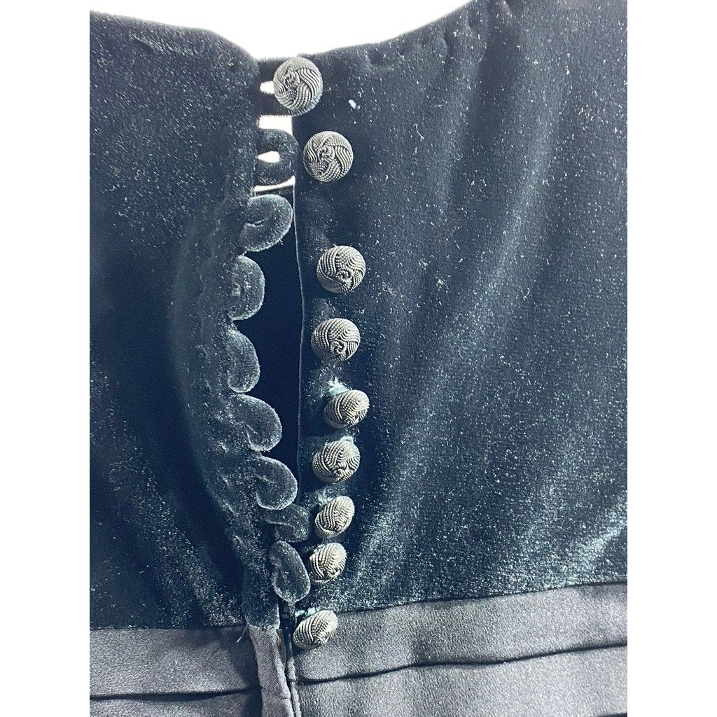 UNBRANDED Women's Black Layered Crewneck Velvet Back Button Long Sleeve Top SZ S