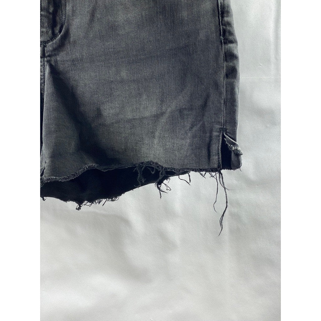 JOE'S Women's Washed Black Raw-Hem Denim Relaxed-Fit Five-Pocket Shorts SZ 29