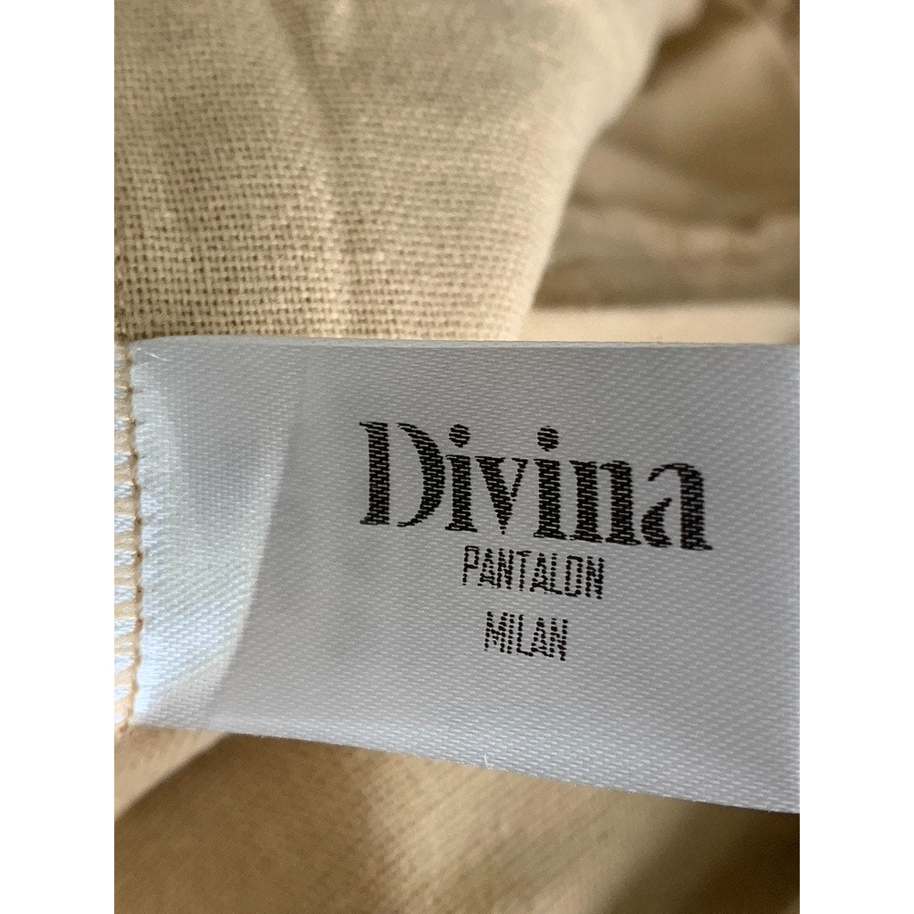 DIVINA Women's Tan Linen-Blend Milan Straight Leg Casual Pants SZ S