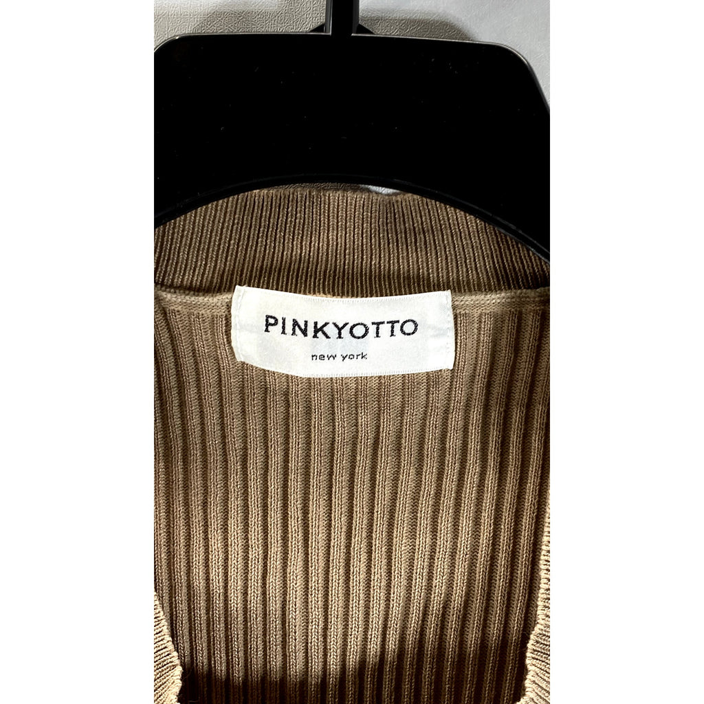 PINKYOTTO New York Women's Brown Ribbed Crewneck Stretch Sleeveless Top SZ S