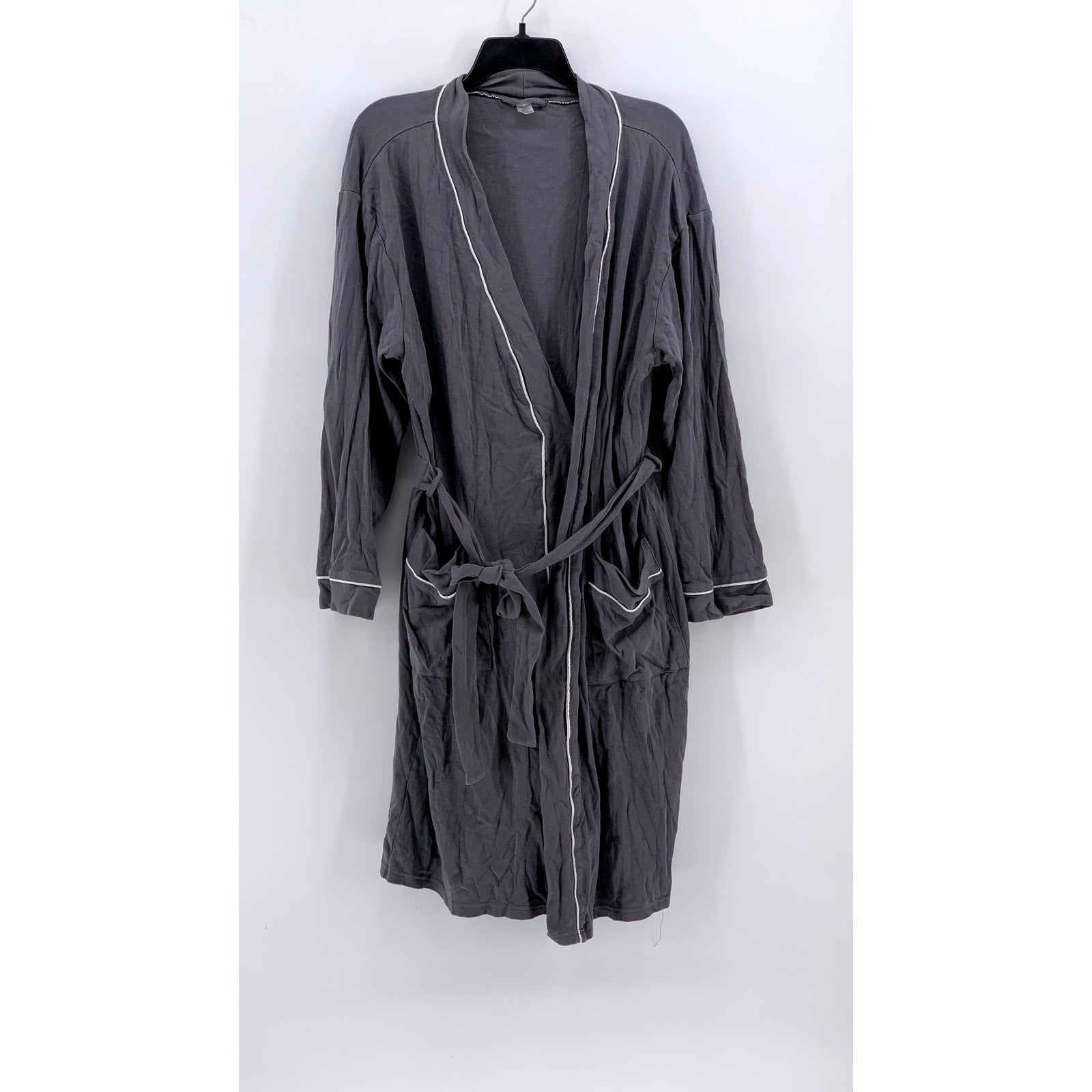 UNBRANDED Men's Gray Solid Wrap Belted Robe SZ SM