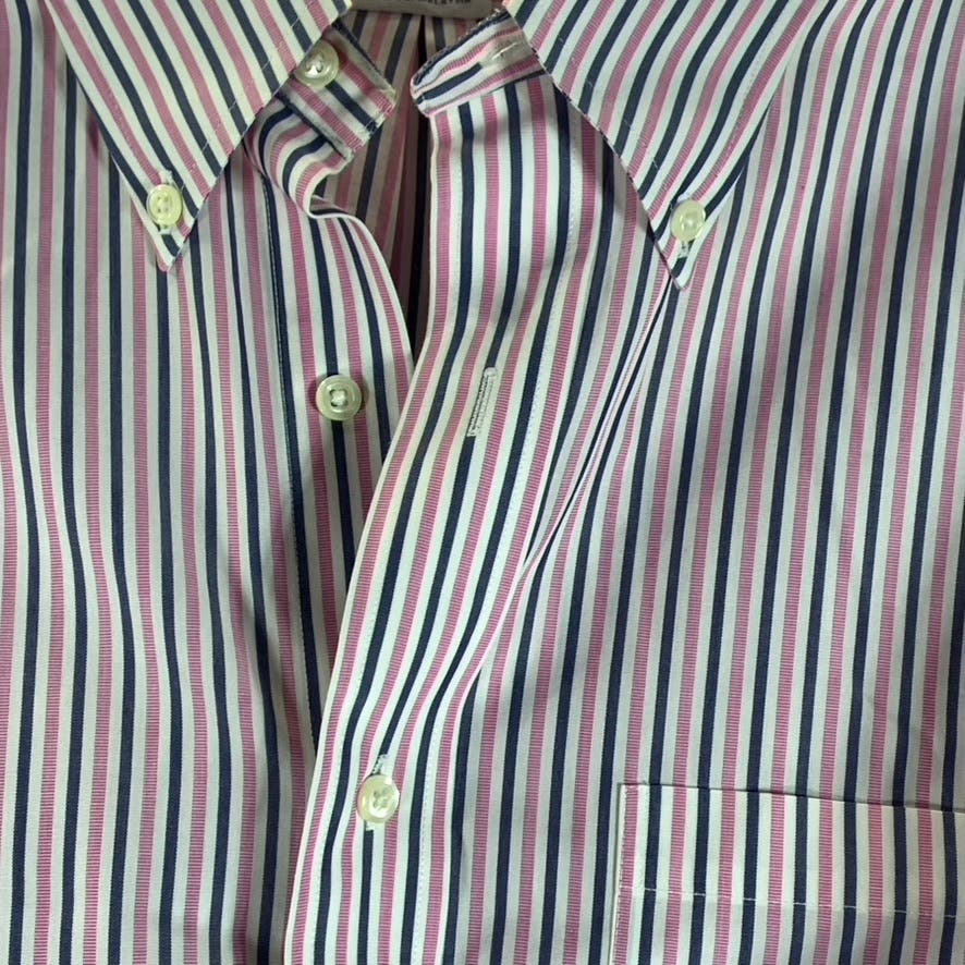 BROOKS BROTHERS Men's Pink Striped Original Polo Regent Regular-Fit Shirt SZ15.5