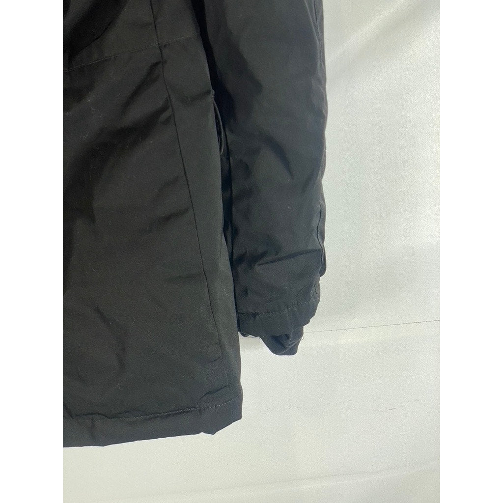 ZARA Women's Black Solid Double Closure Hooded Winter Parka Jacket SZ M