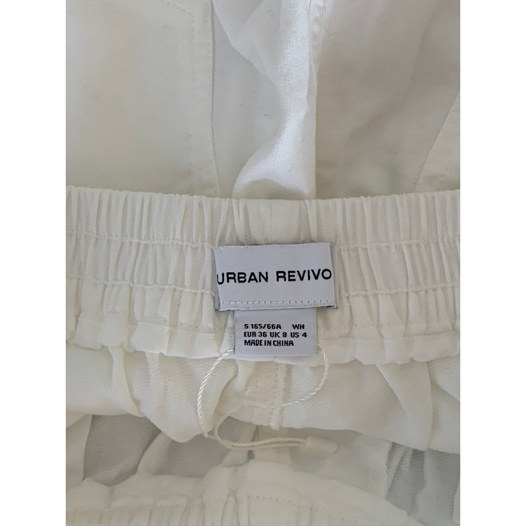 URBAN REVIVO Men's Cream Elasticized Waist Pull-On Relaxed-Fit Shorts SZ 4(S)