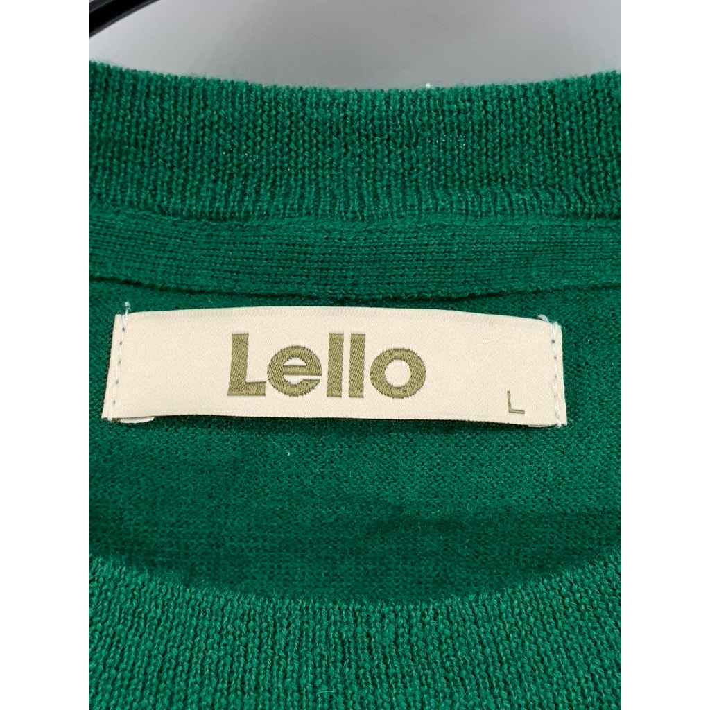 LELLO Men's Dark Green Knit Crewneck Wool Sweater SZ L