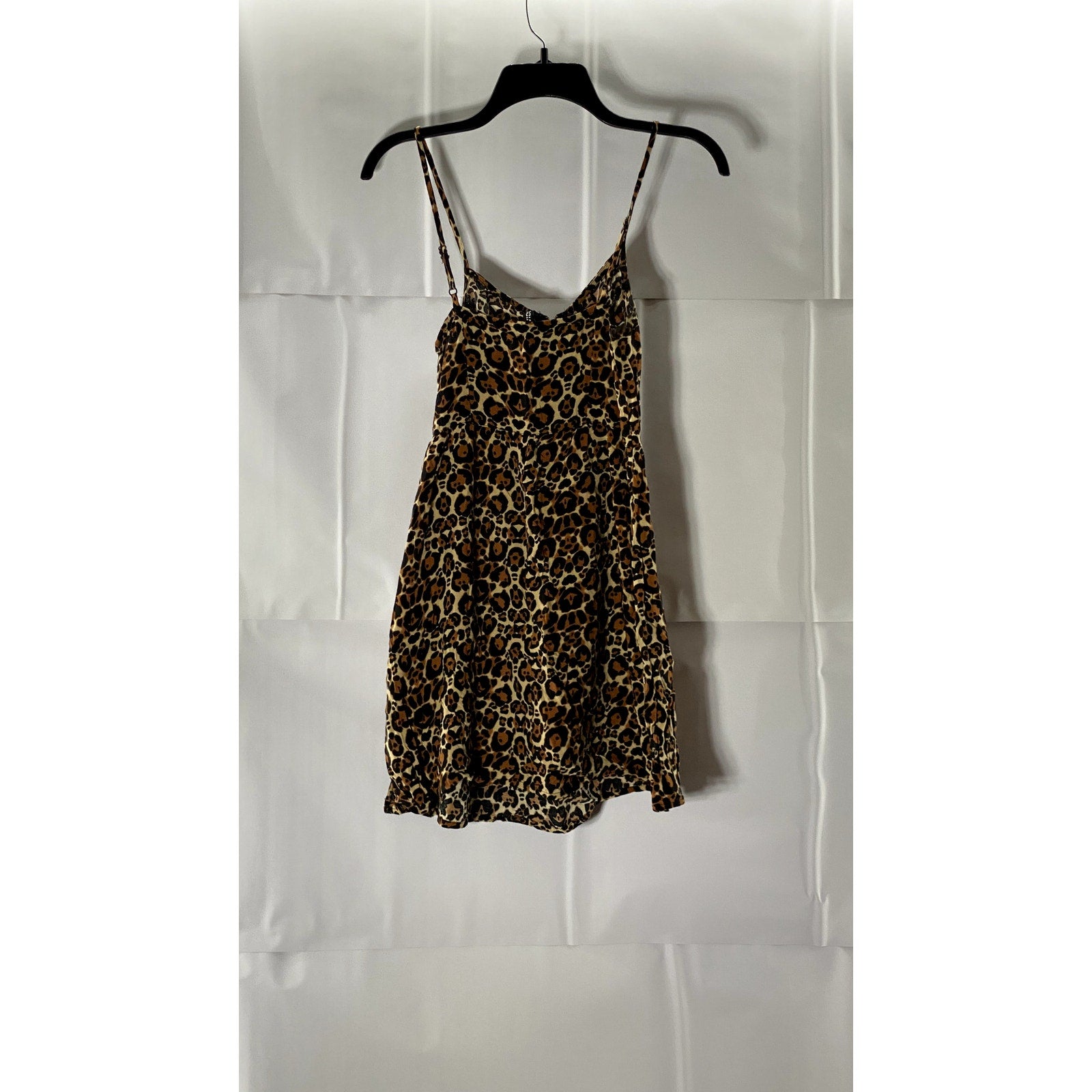 DIVIDED By H&M Women's Brown Leopard Print Front-Zip Adjustable Strap Dress SZ 6