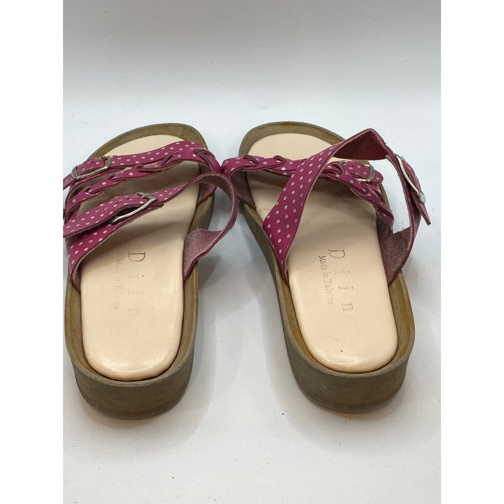 DIIN Women's Pink-White Polka Dot Slide Casual Sandals SZ 36(US6)