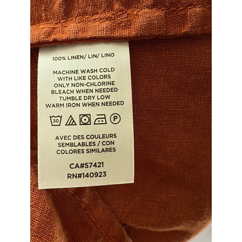 LOFT Women's Rust Orange Linen Tie Front Hem Sleeveless Crop Top SZ S