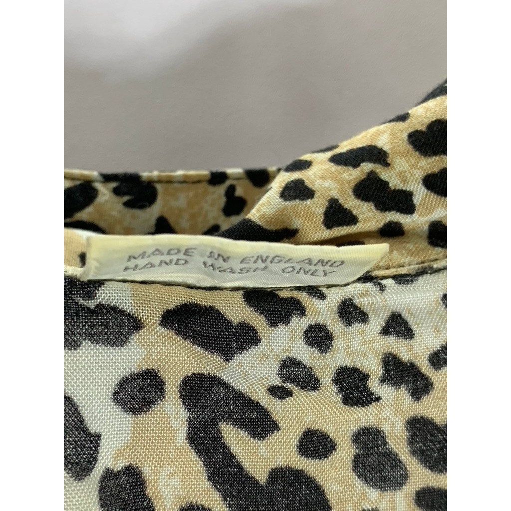 CHELSEA GIRL Women's Tan/Black Animal Print Button-Up Long Sleeve Top SZ 12
