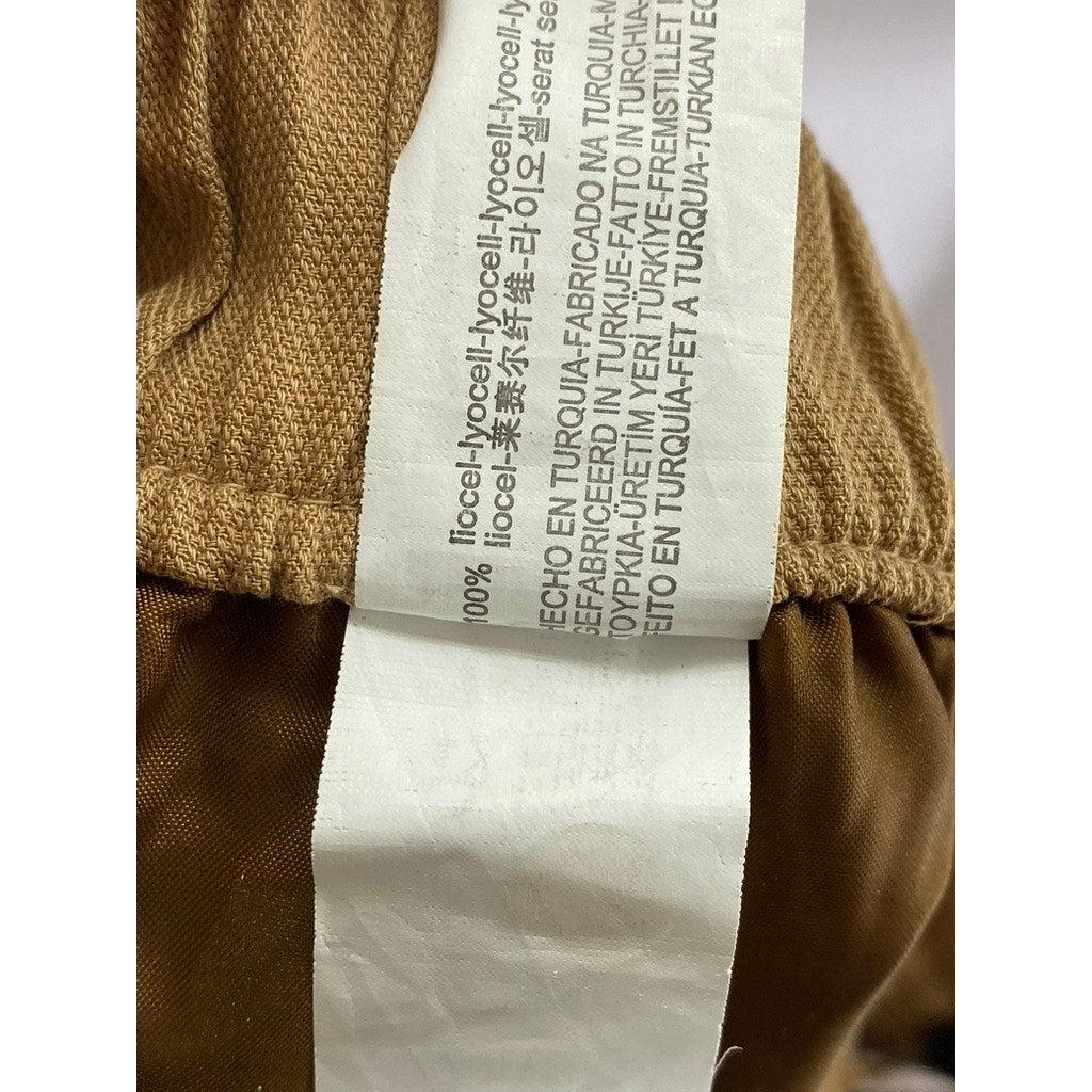 ZARA Women's Tan Cuffed Cropped Trousers SZ XS