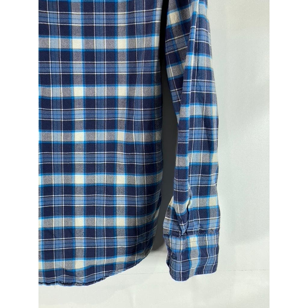 AMERICAN EAGLE OUTFITTERS Men's Blue Plaid Soft Button-Up Flannel Shirt SZ M