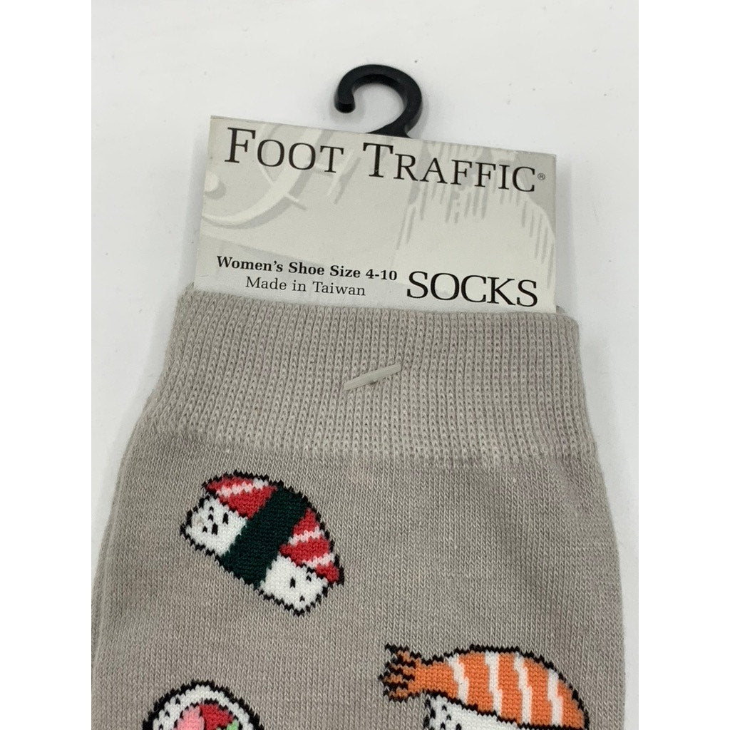 FOOT TRAFFIC Unisex Gray Sushi Crew Socks SZ OS