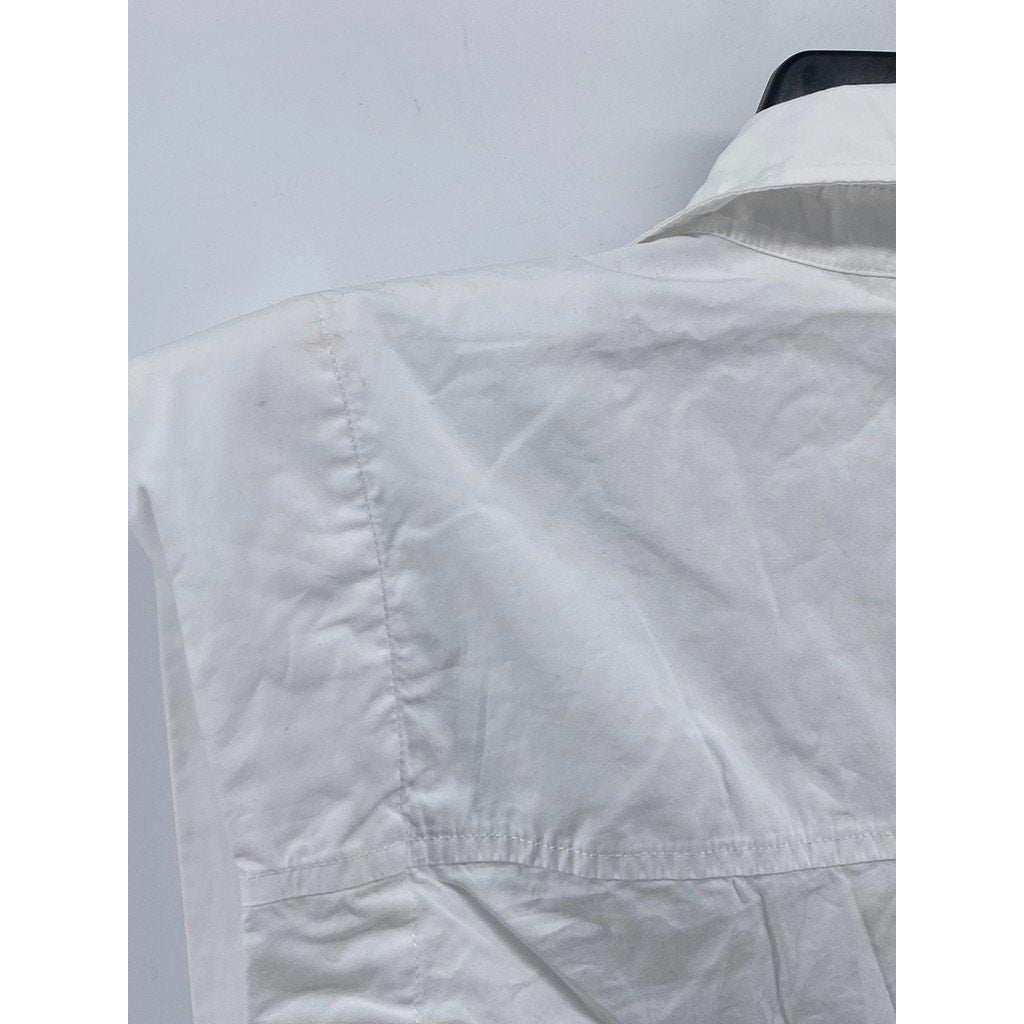 DEREK LAM 10 CROSBY Women’s White Ivy Shoulder Pad Sleeveless Button-Up Top SZ 6