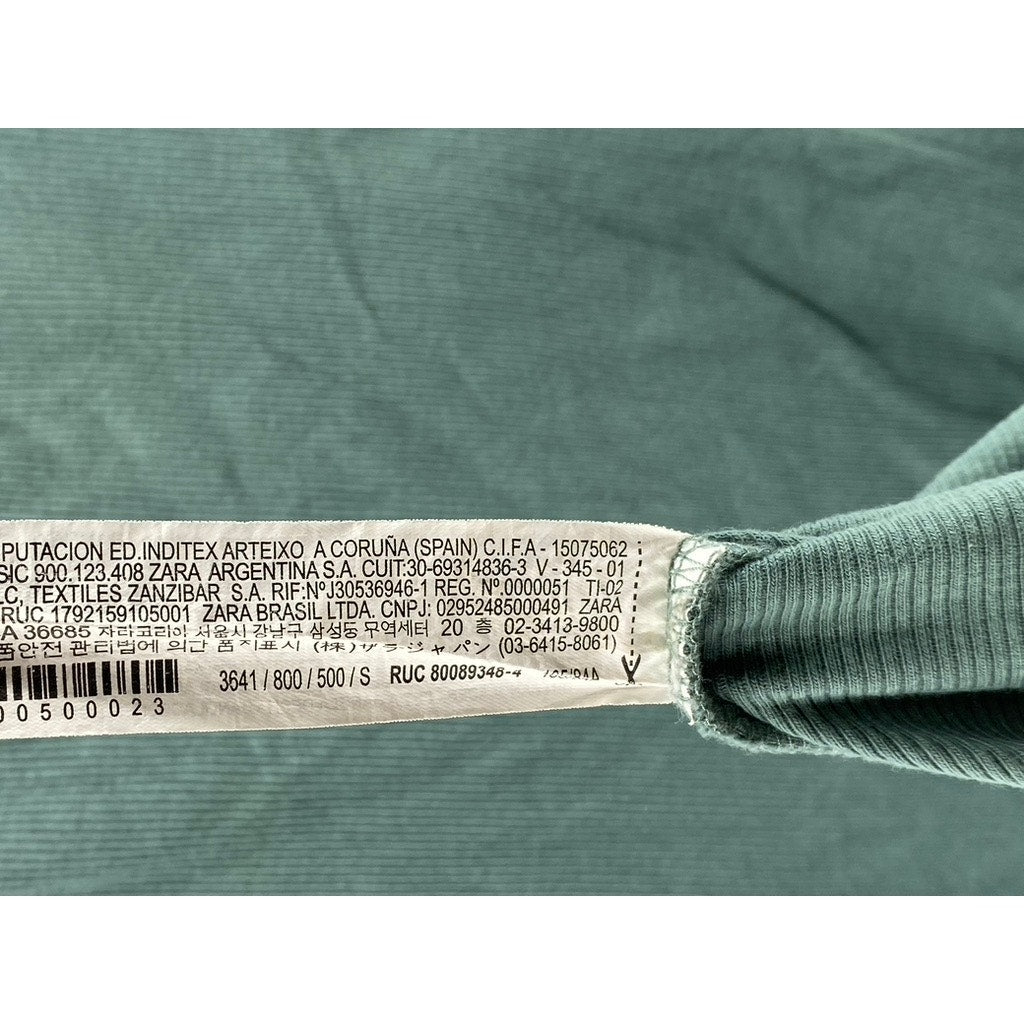 ZARA Women's Dark Green Straight-Neck Short Sleeve Midi Bodycon Dress SZ S