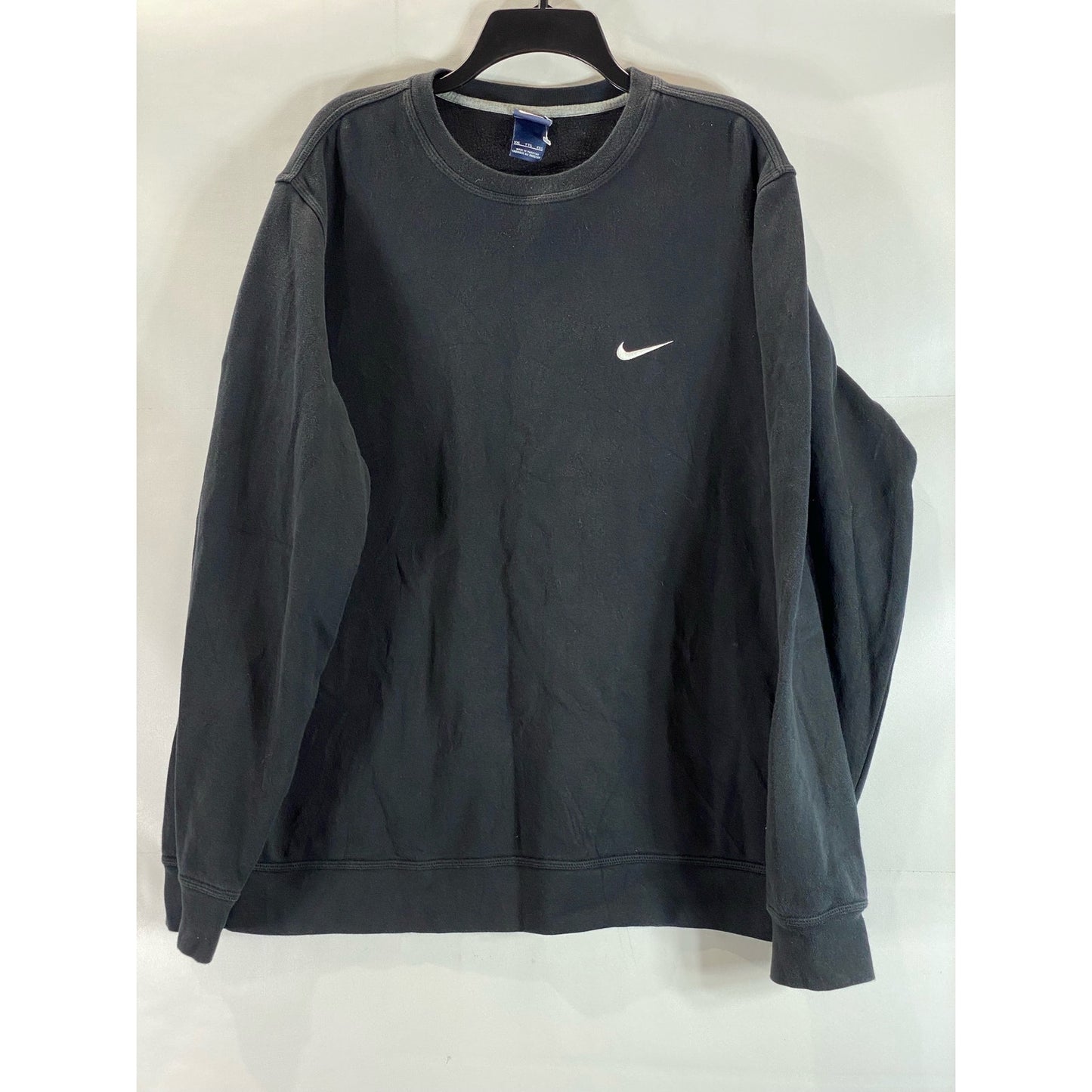 NIKE Men's Black Swoosh Logo Crewneck Pullover Sweatshirt SZ 2XL