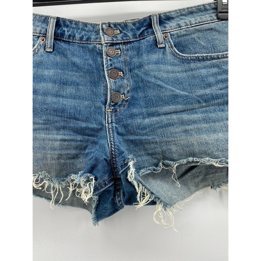 LUCKY BRAND Women's Light Blue Denim The Cut-Off Mid-Rise Shorts SZ 12/31