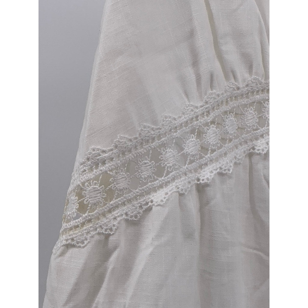 UNBRANDED Women's White Tie-Neck Lace-Trim Maxi Dress SZ XL
