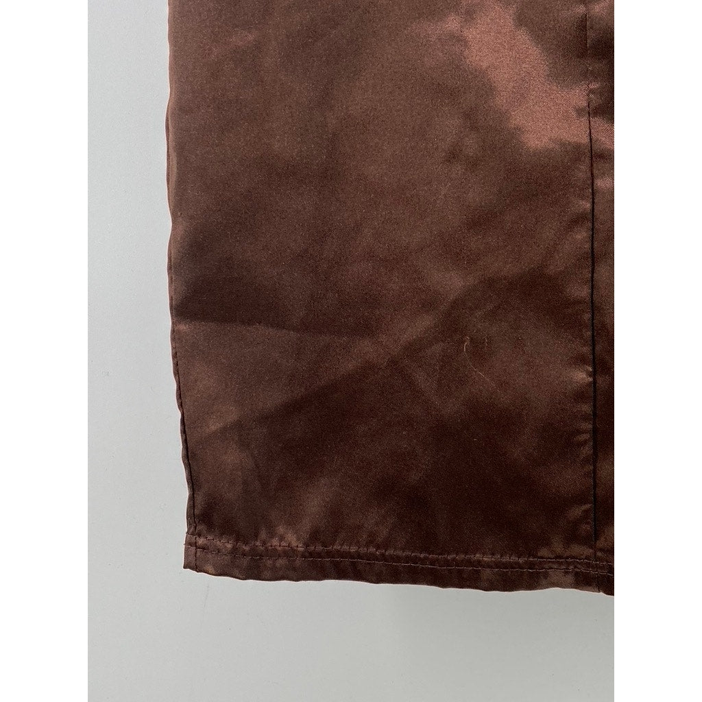 WINDSOR Women's Dark Brown Satin A-Line Side-Slit Mini Skirt SZ S