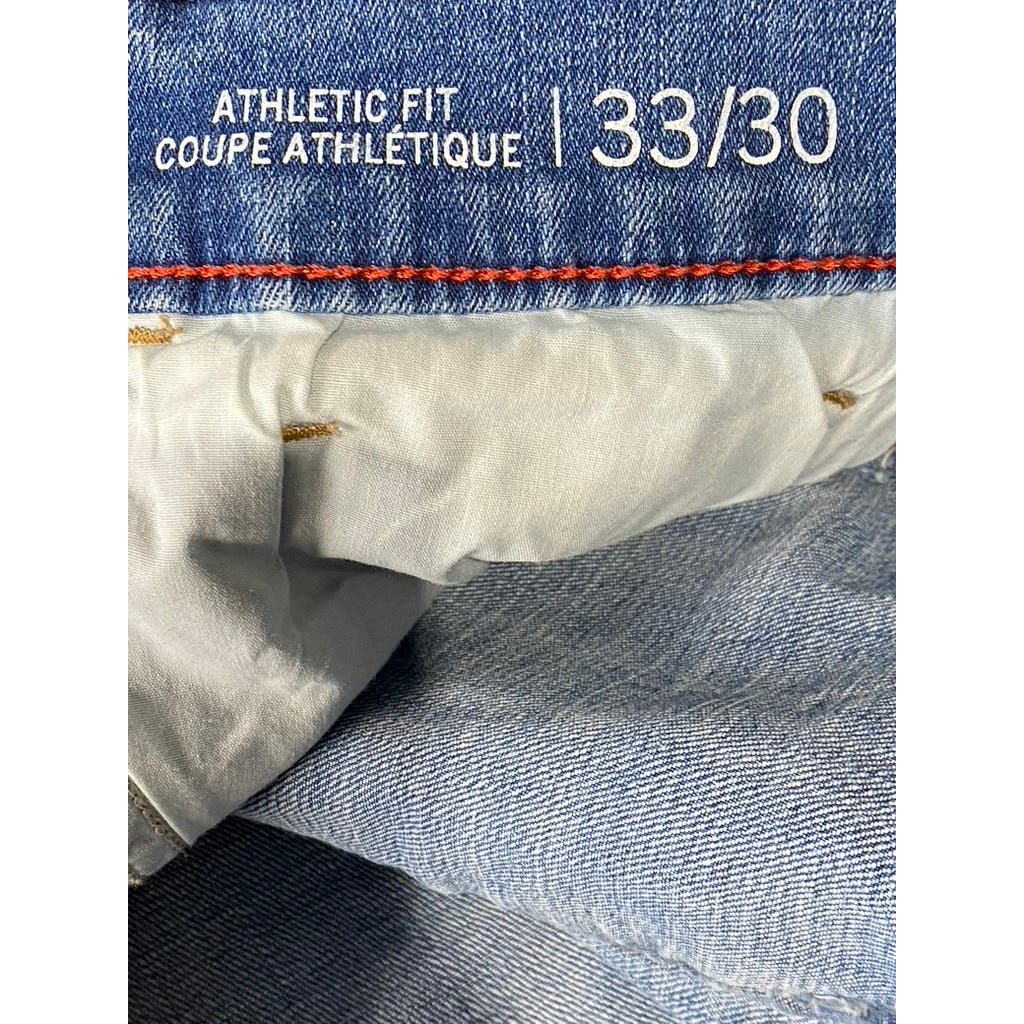 TOMMY HILFIGER JEANS Men's Blue Denim Athletic-Fit Five-Pocket Jeans SZ 33X30