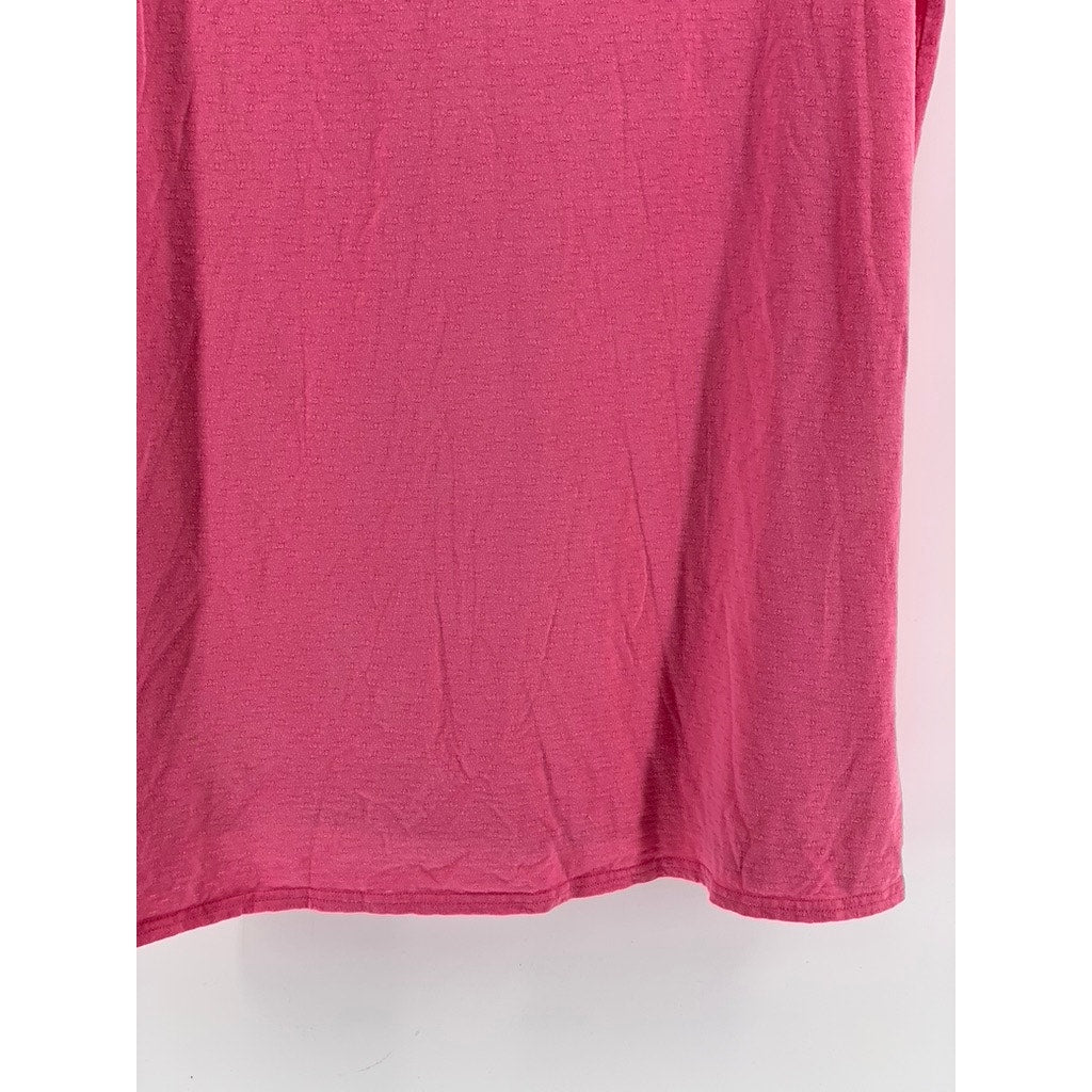 UNBRANDED Women's Pink Floral Embroidered Short Sleeve V-Neck Sleep Gown SZ XL