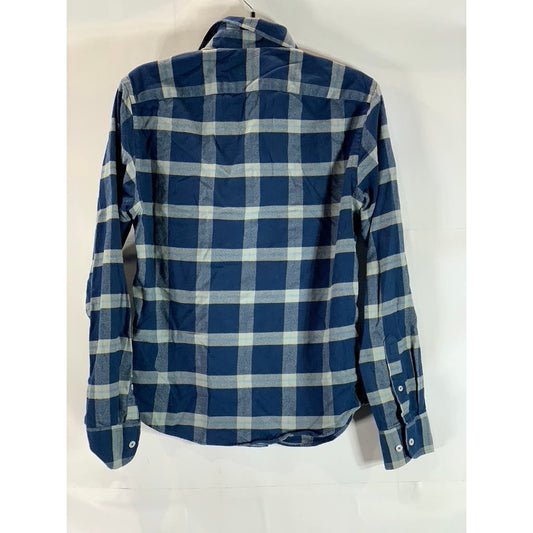 UNTUCKIT Men's Blue Plaid Slim-Fit Vougeot Button-Up Long Sleeve Shirt SZ S