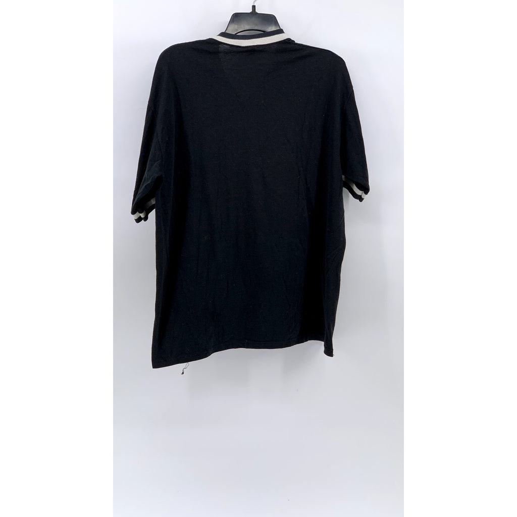 JERZEES Men's Black-Green Vintage V-Neck Strachan Storm Logo T-Shirt SZ XL